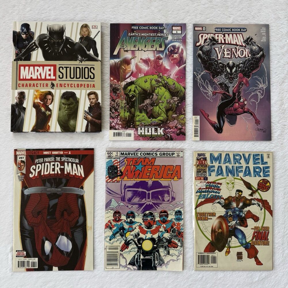 Marvel Studios Character Encyclopedia And Comic Books Assorted Lot Of 6